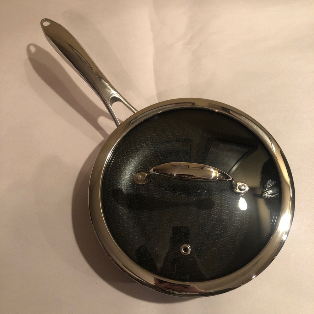 HexClad 8 Inch Hybrid Stainless Steel Non-Stick Frying Pan with Lid